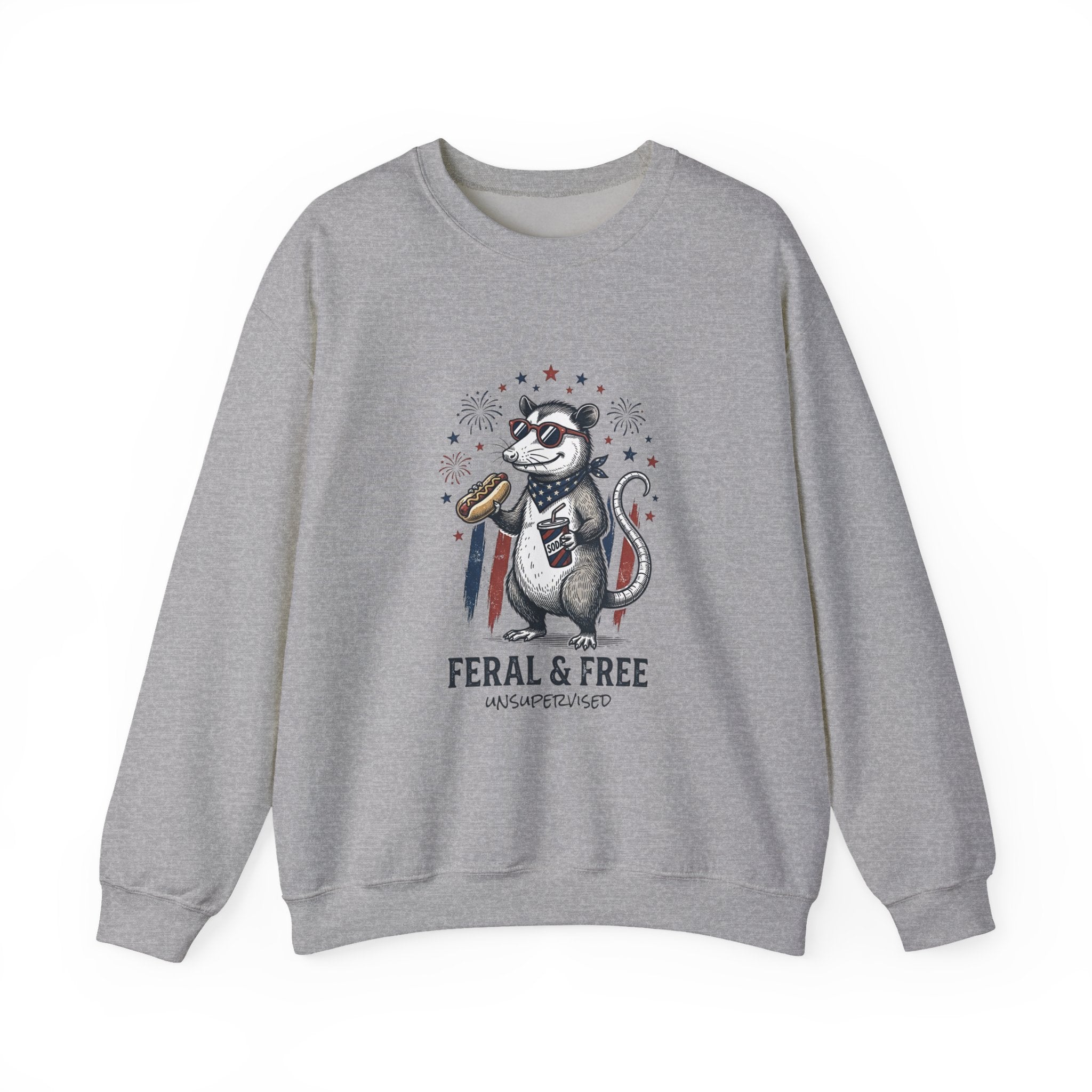 Feral & Free possum illustration Crewneck Sweatshirt | quirky, self-deprecating humor