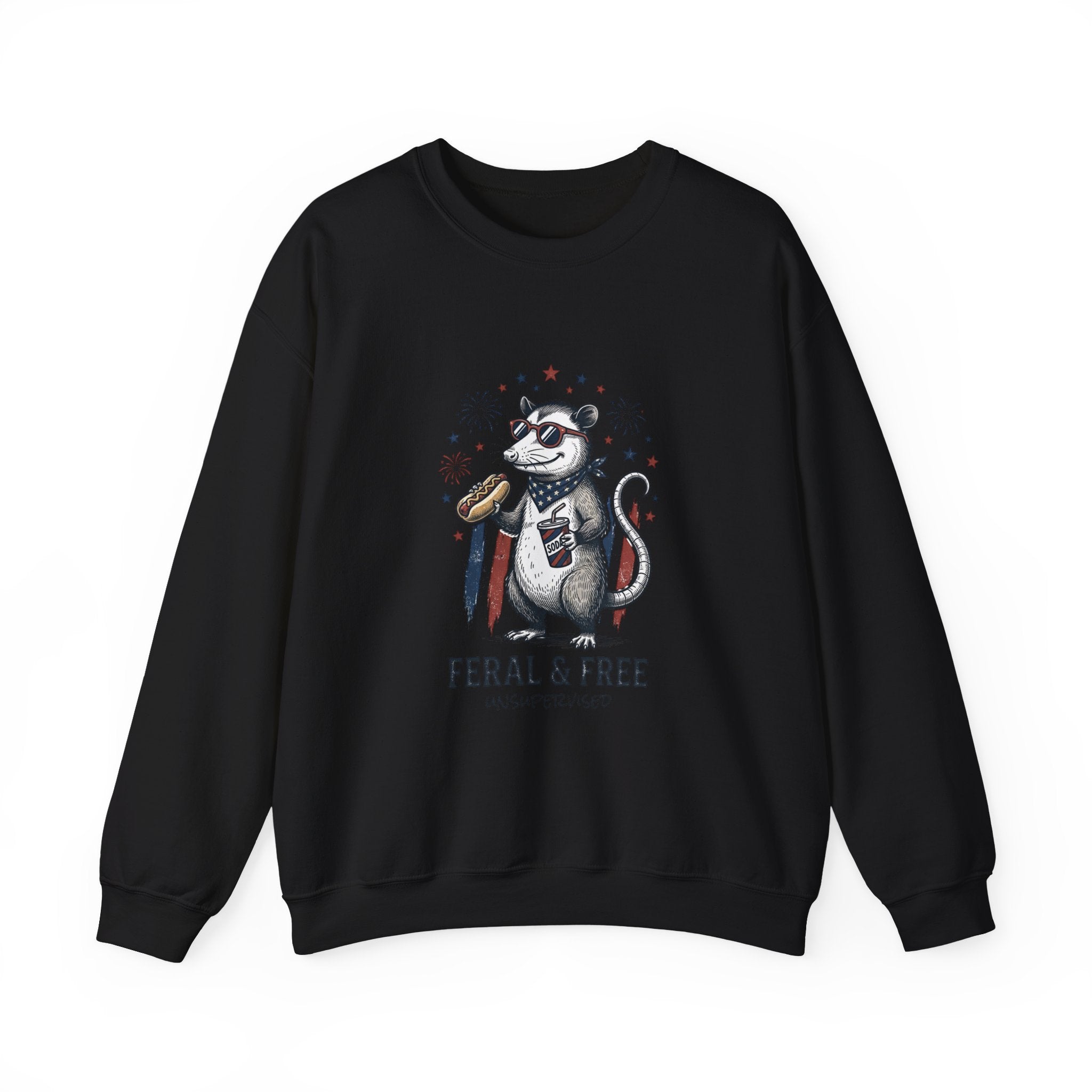 Feral & Free possum illustration Crewneck Sweatshirt | quirky, self-deprecating humor